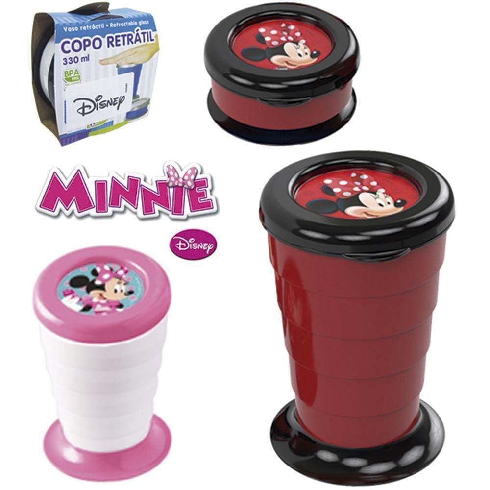 Copo De Plastico Retratil Com Tampa Minnie 330Ml