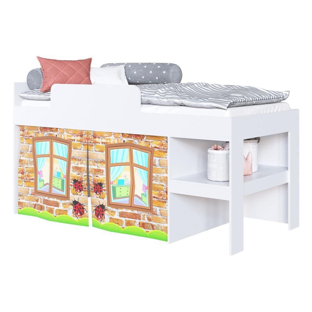 Cama Infantil com Cortinas para Colchão 188x88cm Multimóveis CR40070