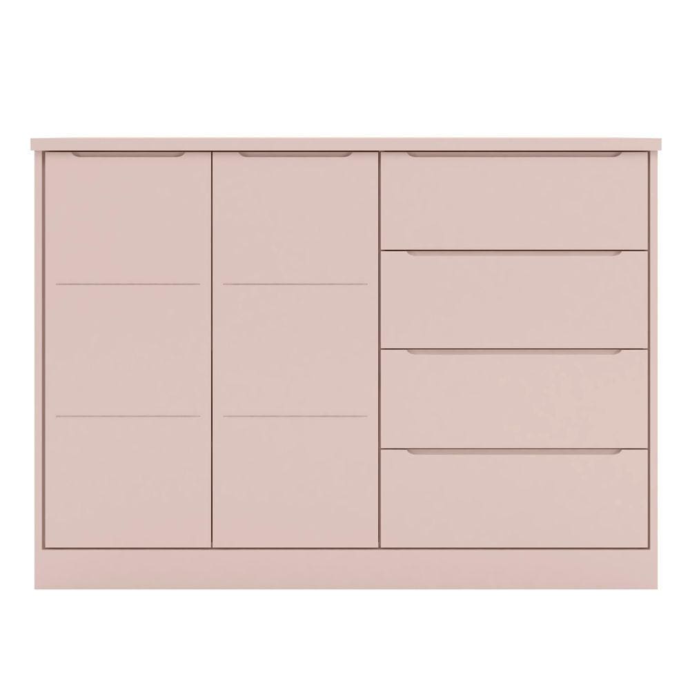 Cômoda Infantil Com 2 Portas e 4 Gavetas Pérola Cor Rose Phoenix Baby