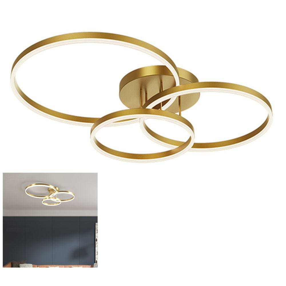 Luminaria Lustre 3 em 1 Led Infinito Aneis Arco Infinito Orbital Moderno Iluminaçao Decorativo Residencial Comercial Ambiente
