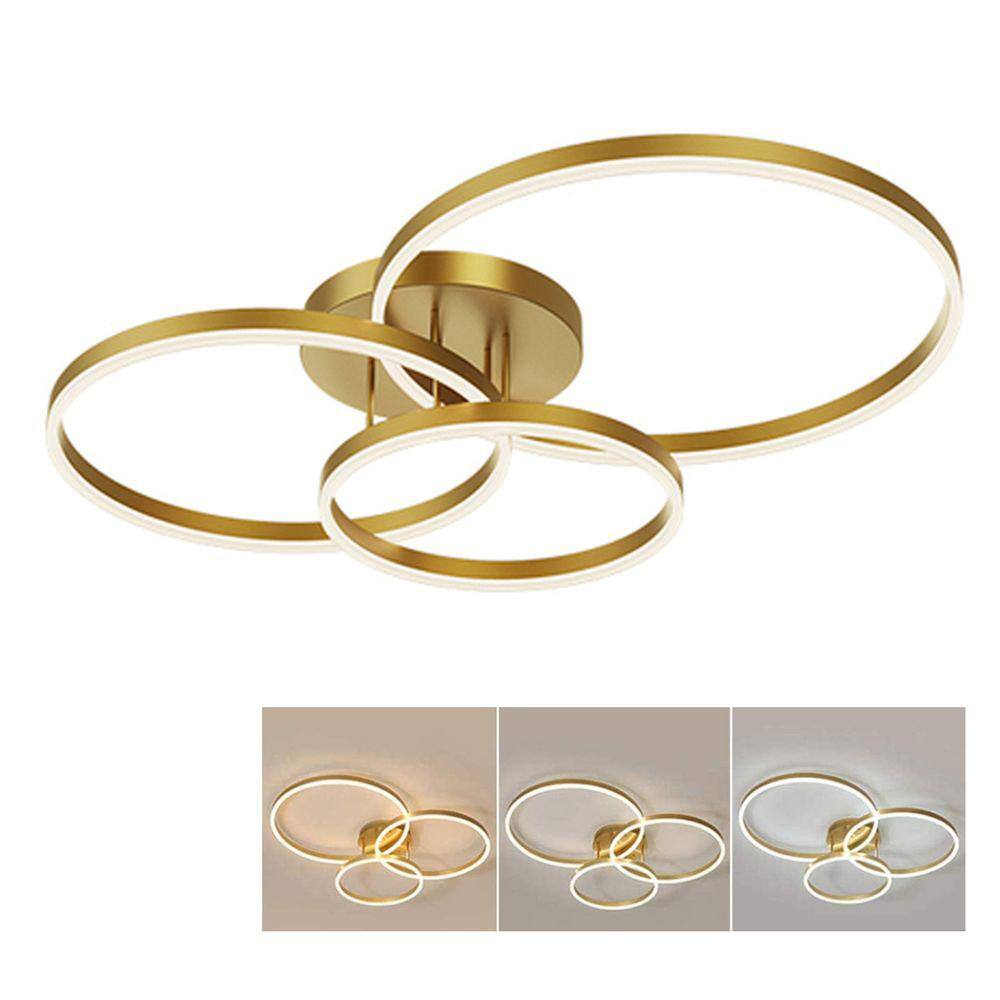 Luminaria Aneis 3 em 1 Led Infinito Perfil Lustre Arco Orbital Moderno Decoraçao Iluminaçao Sala Quarto Residencial Comercial Ambiente