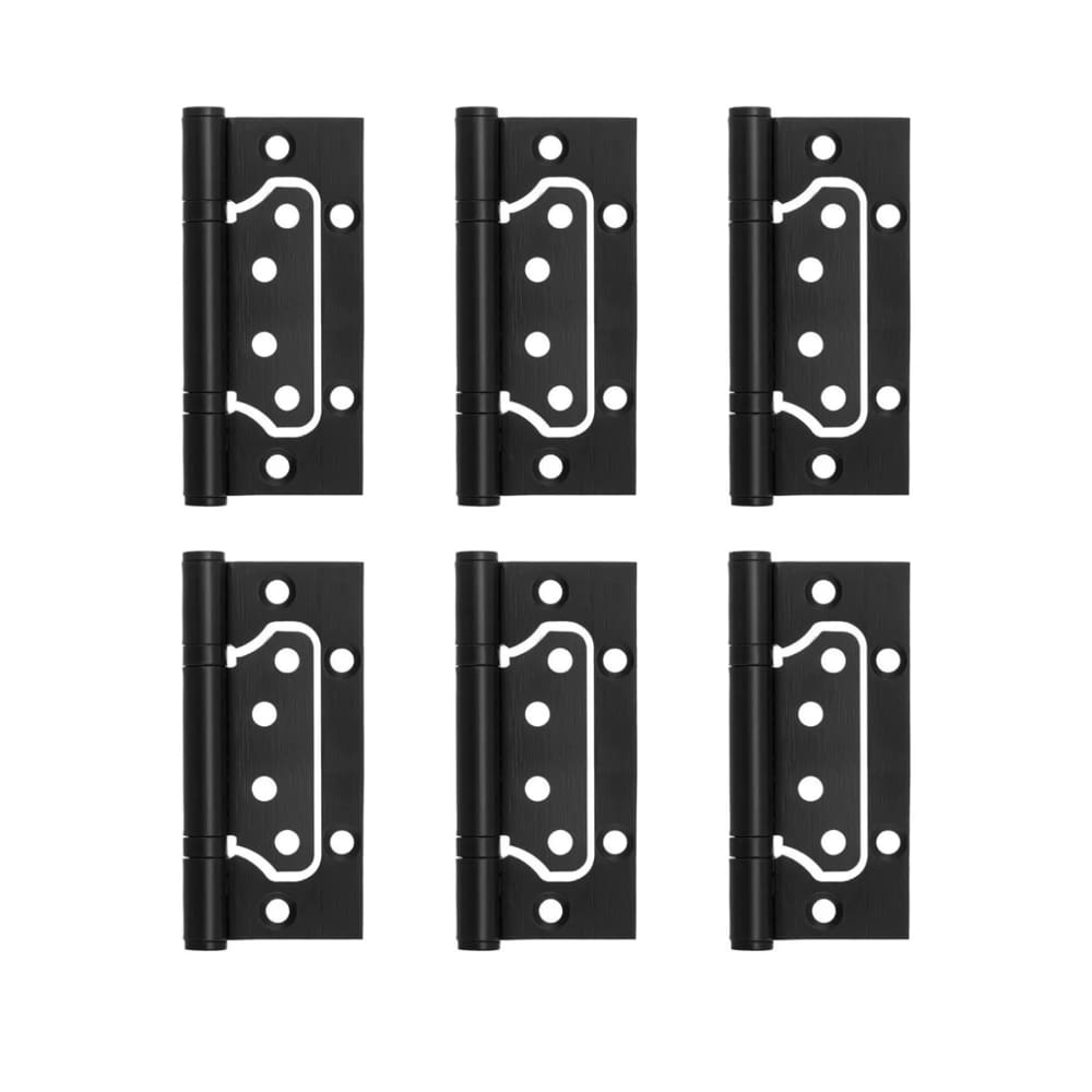 06 Dobradiça Porta Sobrepor Sem Rebaixo Inox 4`x3` Preta