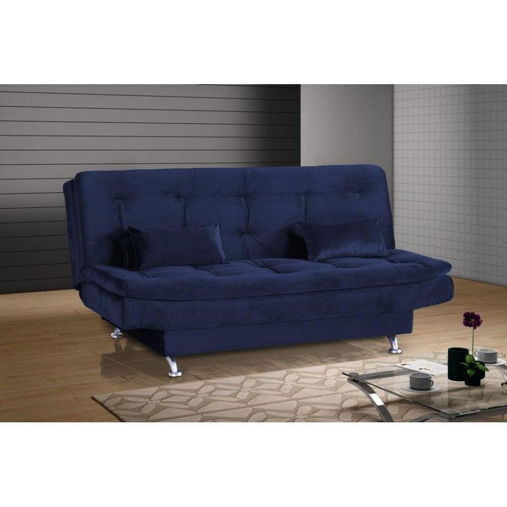 Sofá Cama Casal Reclinável Salomé - Veludo Azul Marinho