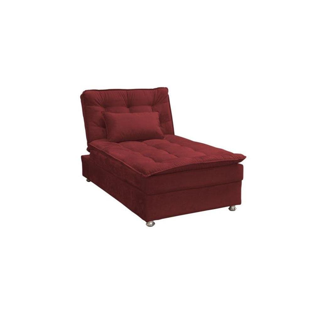 Sofá Cama Chaise 1 Lugar Penelope - Veludo Vinho