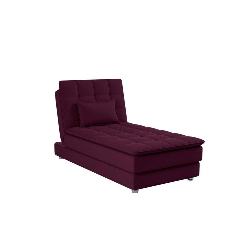 Sofá Cama Chaise 1 Lugar Penelope - Veludo turkey Vinho