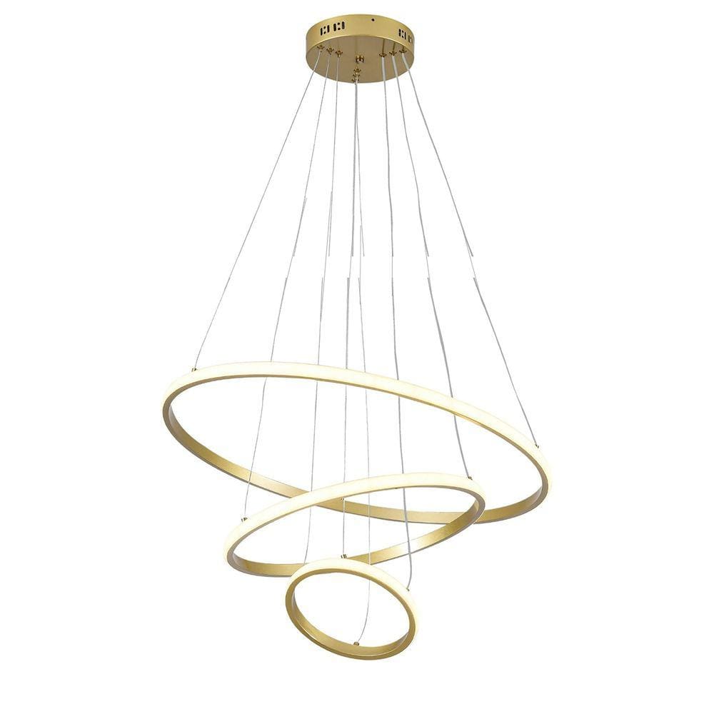 Lustre Pendente 3 em 1 Arco Aneis Led Infinito Perfil Luminaria Ajustavel Regulavel Iluminaçao Ambiente Residencial Comercial