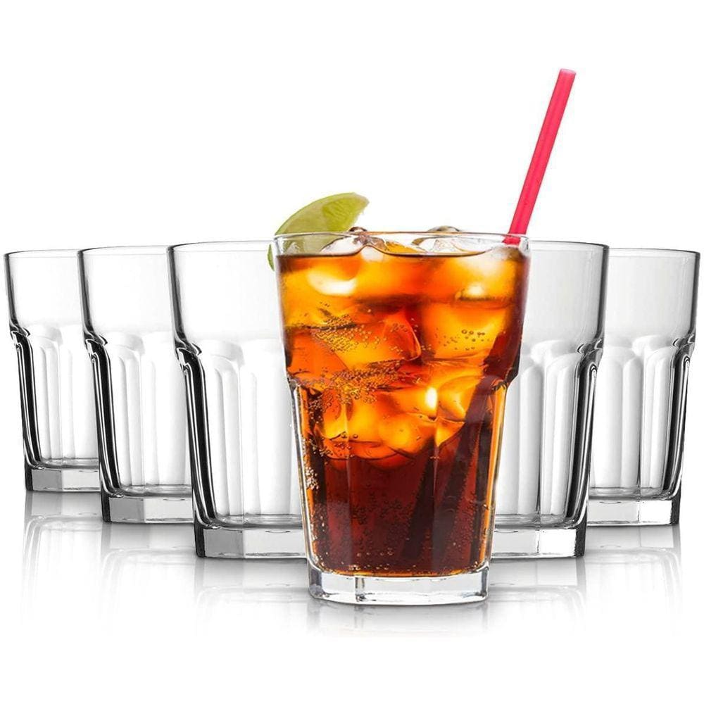 Jogo 6 Copos De Vidro Água Suco Refrigerante 350Ml Coliseu