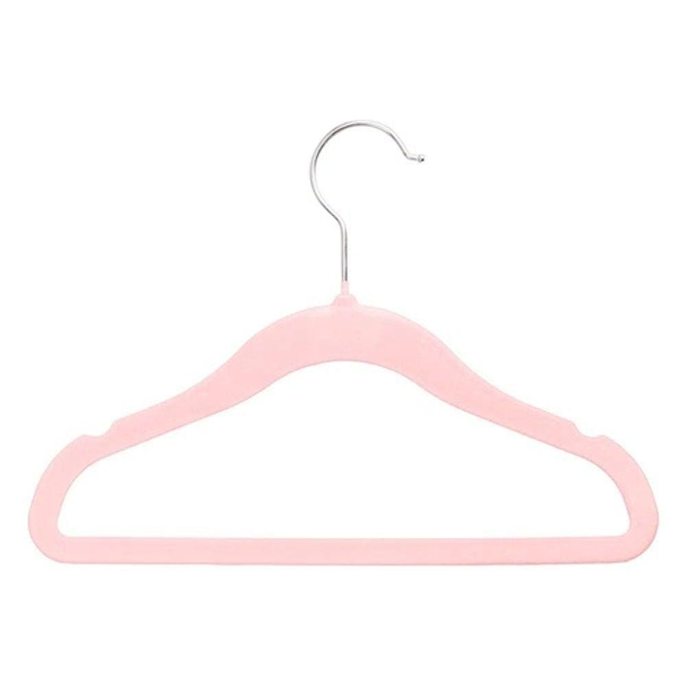Cabide Veludo Infantil Slim Rosa  Kit 50 pçs