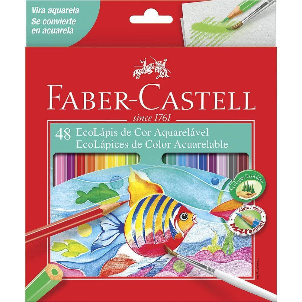 Lápis de Cor Faber-Castell EcoLápis Aquarelável Com 48 Cores