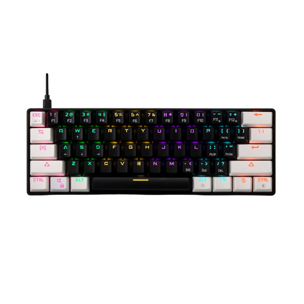 Teclado Mecânico Gamer Gamdias Aura GK2 BW Switch Brown Preto e Branco ABNT2