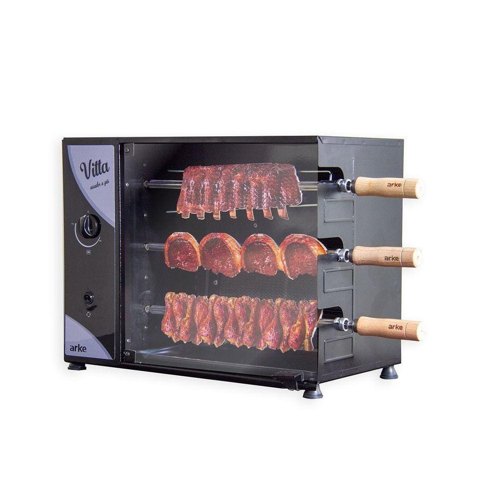 Churrasqueira Assador A Gás Glp Rotativa Elétrica 55 Cm Aço Carbono Infravermelho Vitta3 110v - Arke