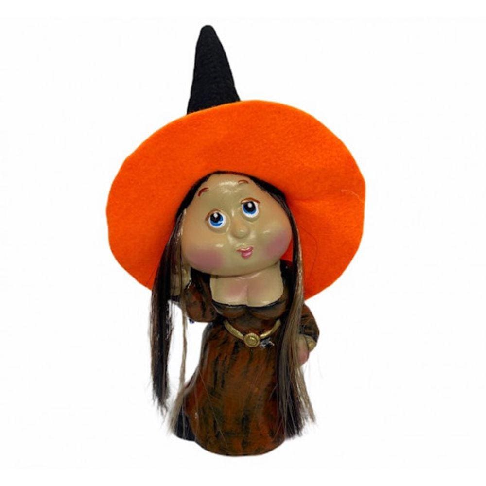 Imagem Bruxa Márgery Laranja Escultura Resina 15 Cm