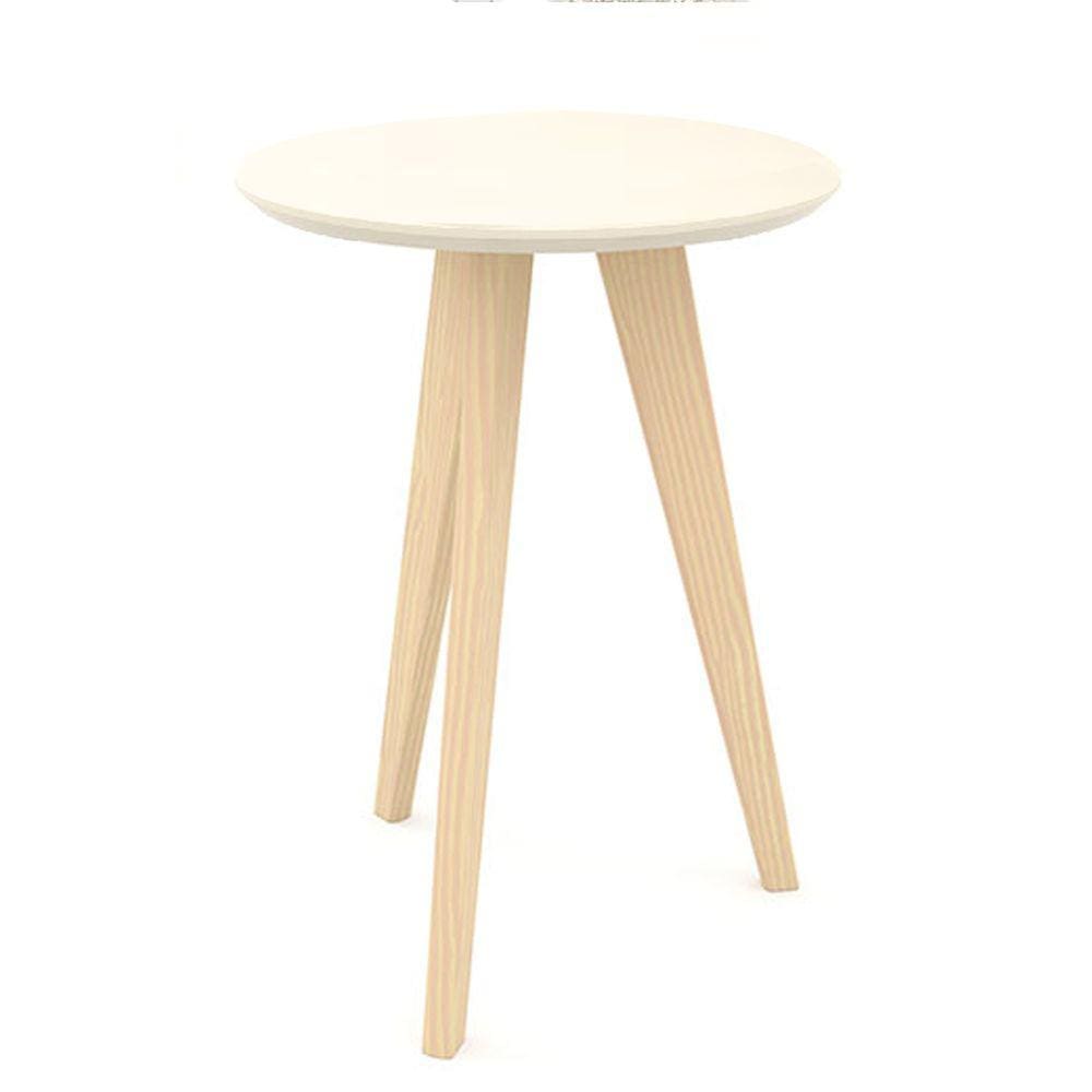 Mesa Lateral Redonda Retrô Liv Cor Off White e Natural - Matic Móveis