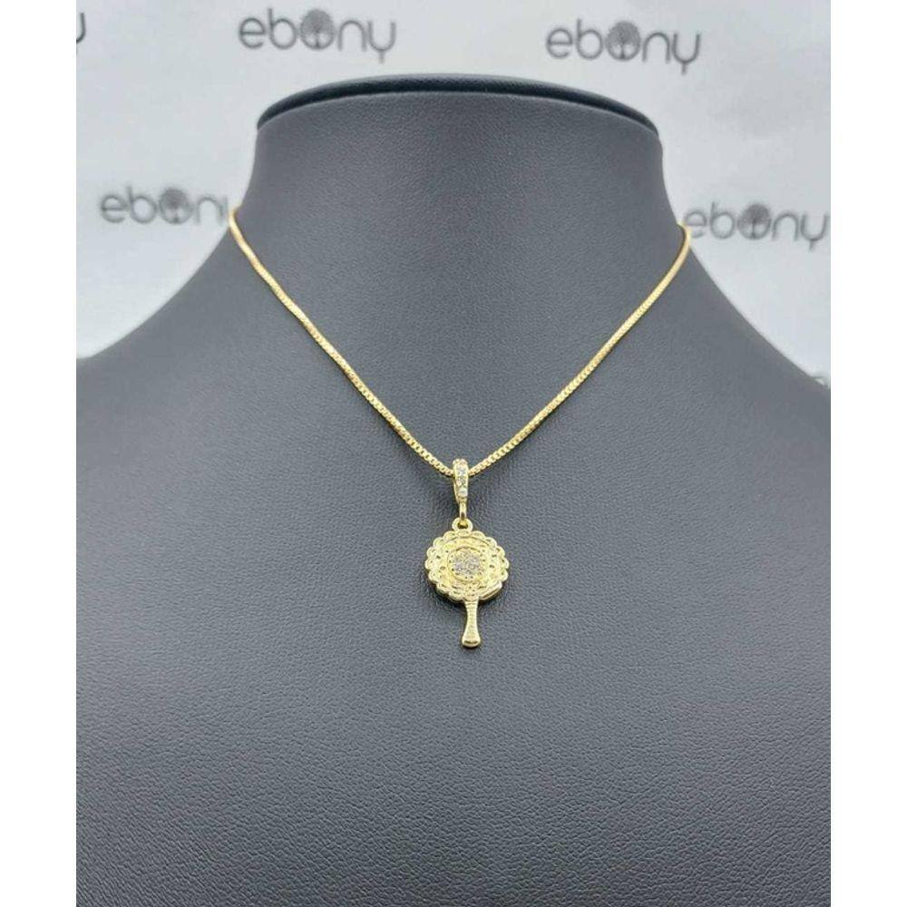 Conjunto Pingente Abebe Oxum + Corrente Banhado Ouro