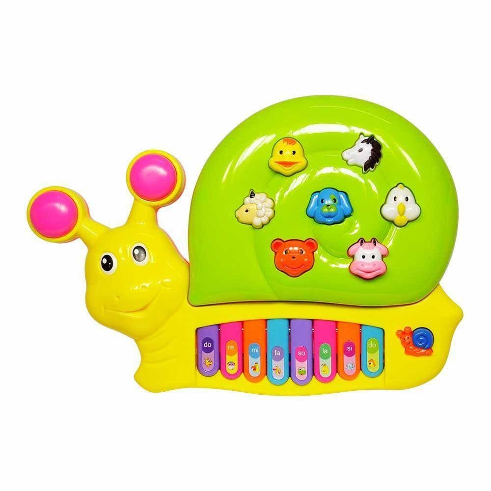 Teclado Musical Infantil - Tecladinho Divertido - Caracol - Amarelo - Dm Toys