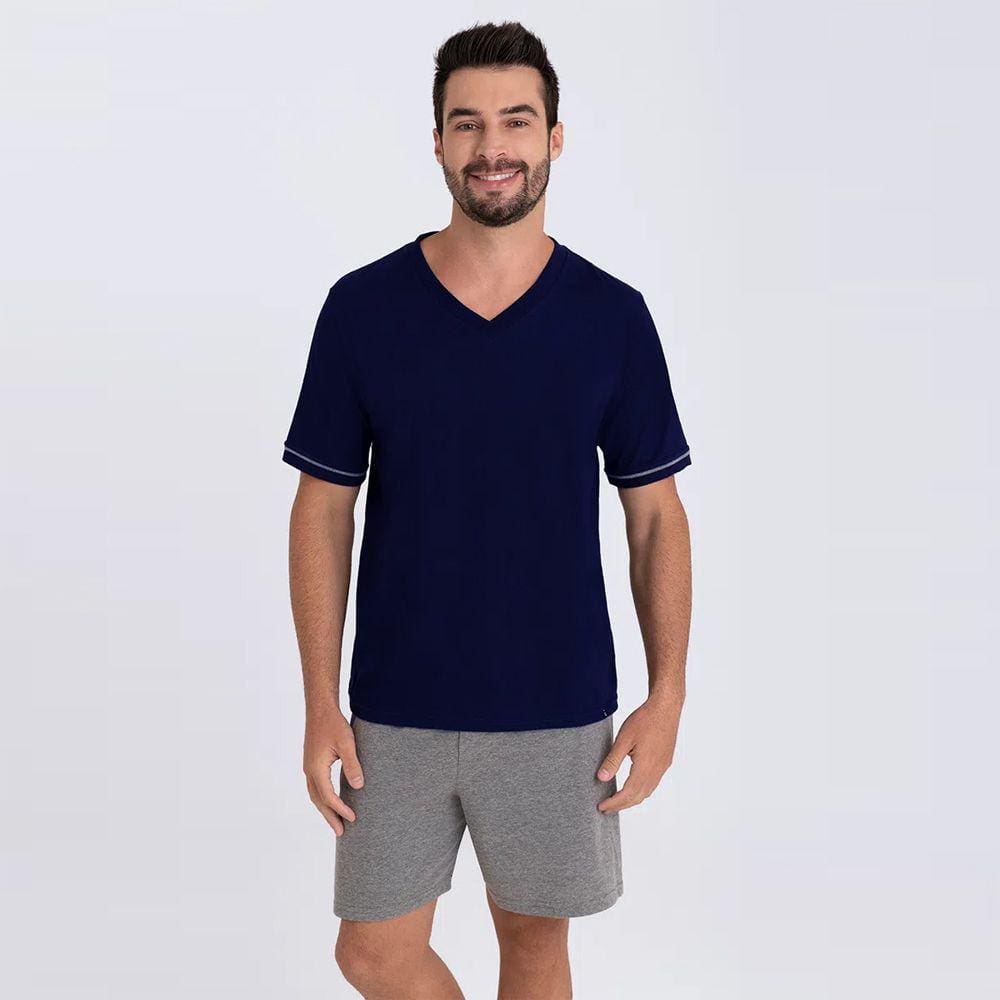 Pijama Masculino Lupo Curto Algodão 28000-001 Azul Marinho