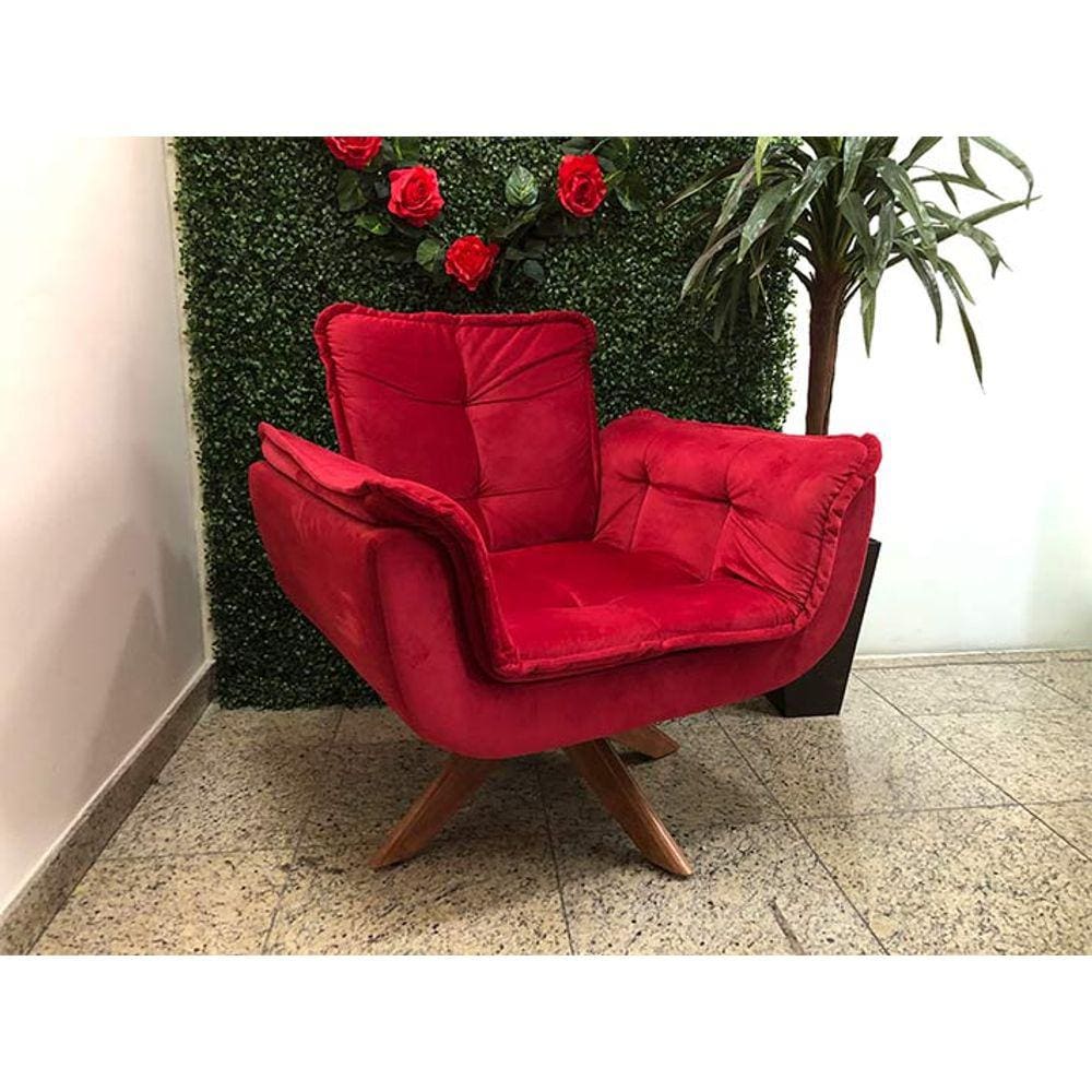 Poltrona Decorativa Giratória 1 Lugar Vermelho 1043 Ana