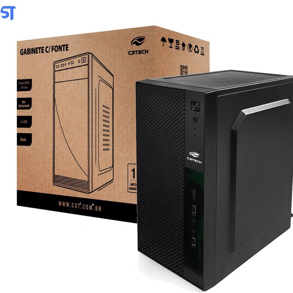 Gabinete Micro-ATX MT-32BK Com Fonte 200W C3Tech