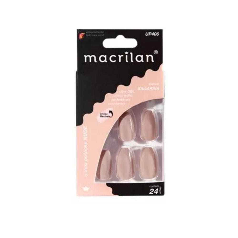 Macrilan Unhas Postiças Bailarina Nude Up406 (24 Unidades)