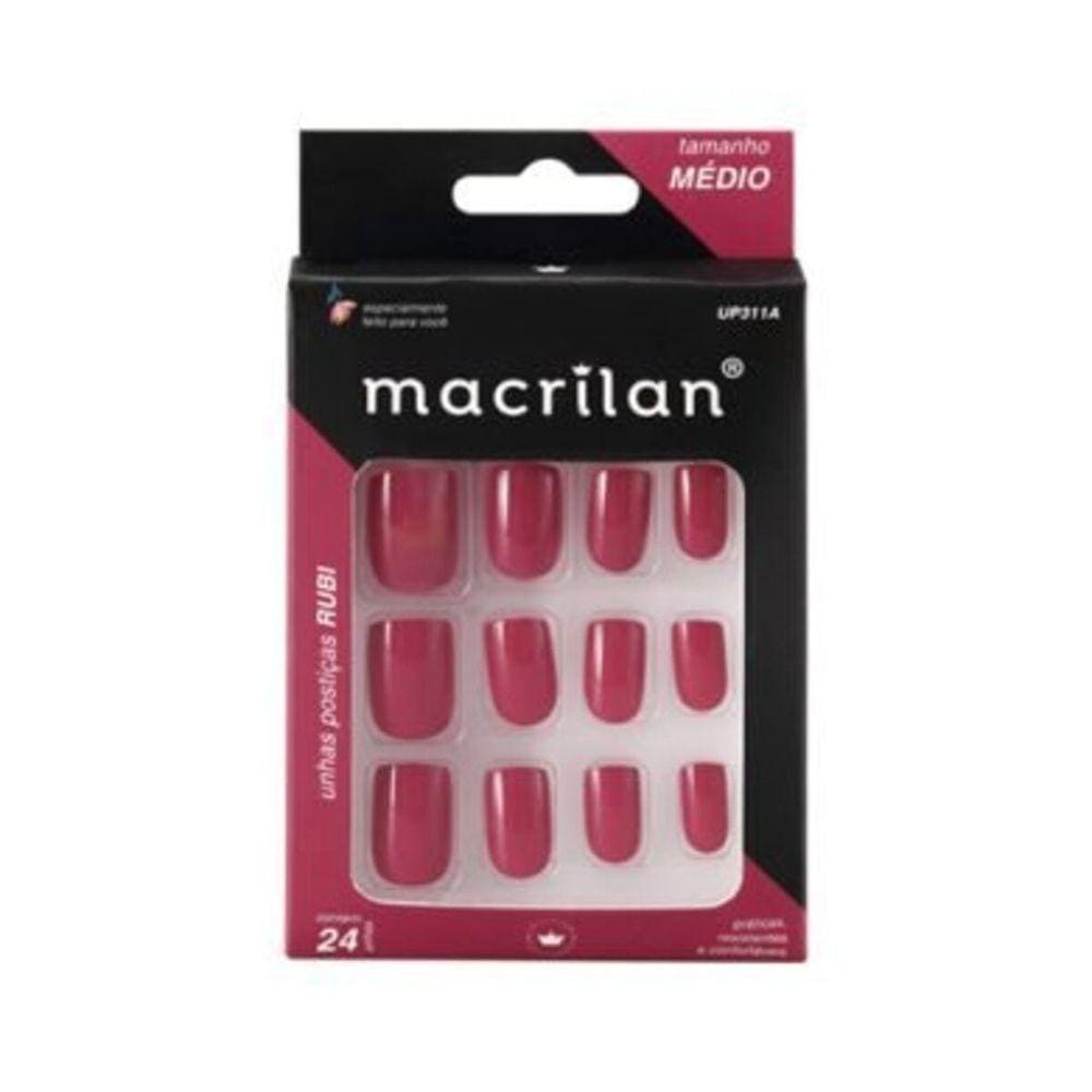 Macrilan Unhas Postiças Tamanho Médio Rubi Up311A (24 Unidades)