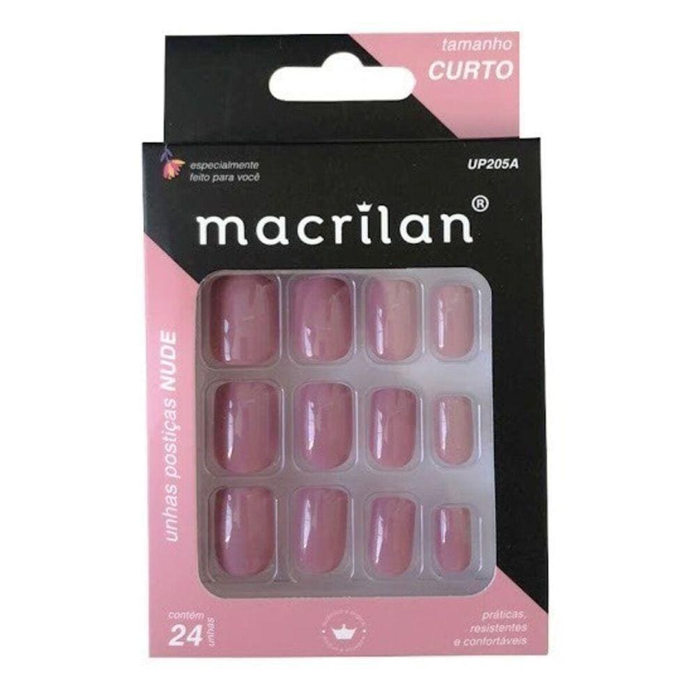 Macrilan Unhas Postiças Tamanho Curto Nude Up205A (24 Unidades)