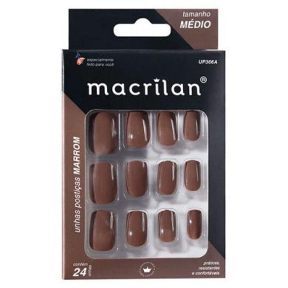 Macrilan Unhas Postiças Tamanho Médio Marron Up306A (24 Unidades)