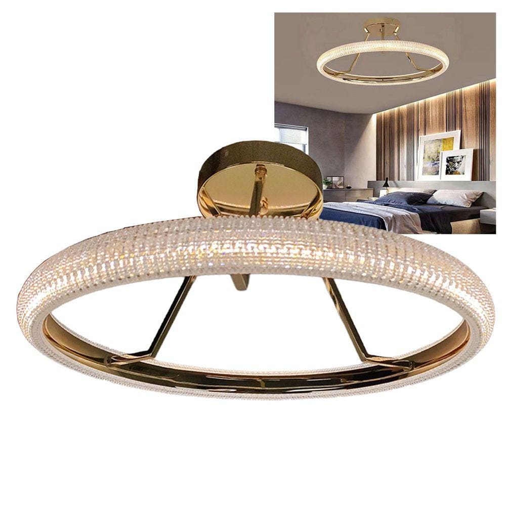 Luminaria 3 em 1 Anel Arco Lustre Cristal Led Sala de Jantar Casa Quarto Recepçao Ambiente Moderno Comercial Residencial Iluminaçao Decoraçao