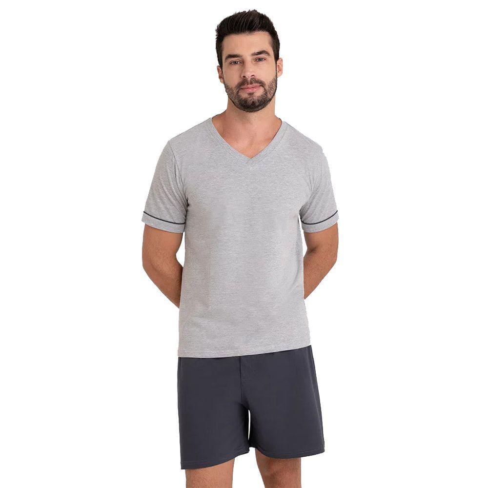 Pijama Masculino Lupo Curto Algodão 28000-001 Cinza Escuro