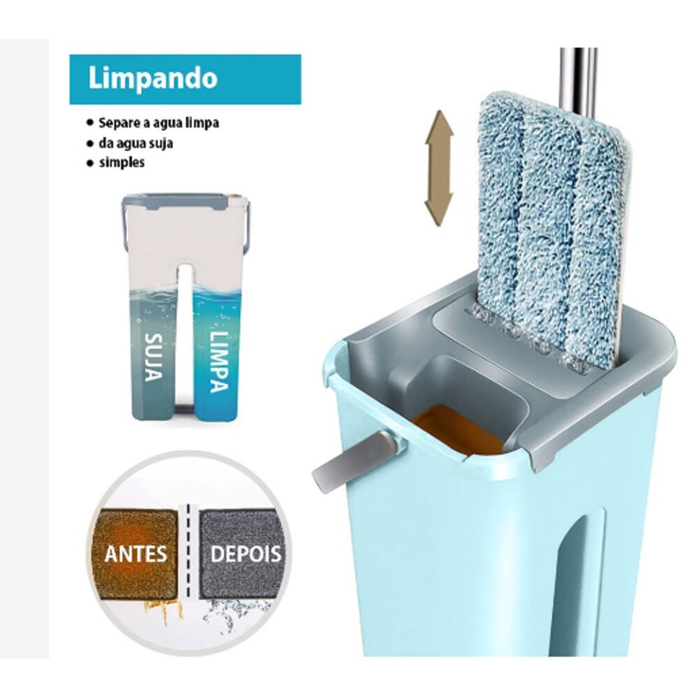 Rodo Mop Esfregão Vassoura Magica Limpeza + 1 Refil