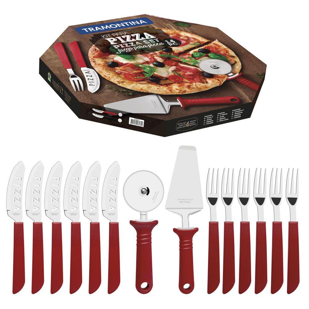 Kit Para Pizza Vermelho 14 Peças - Tramontina