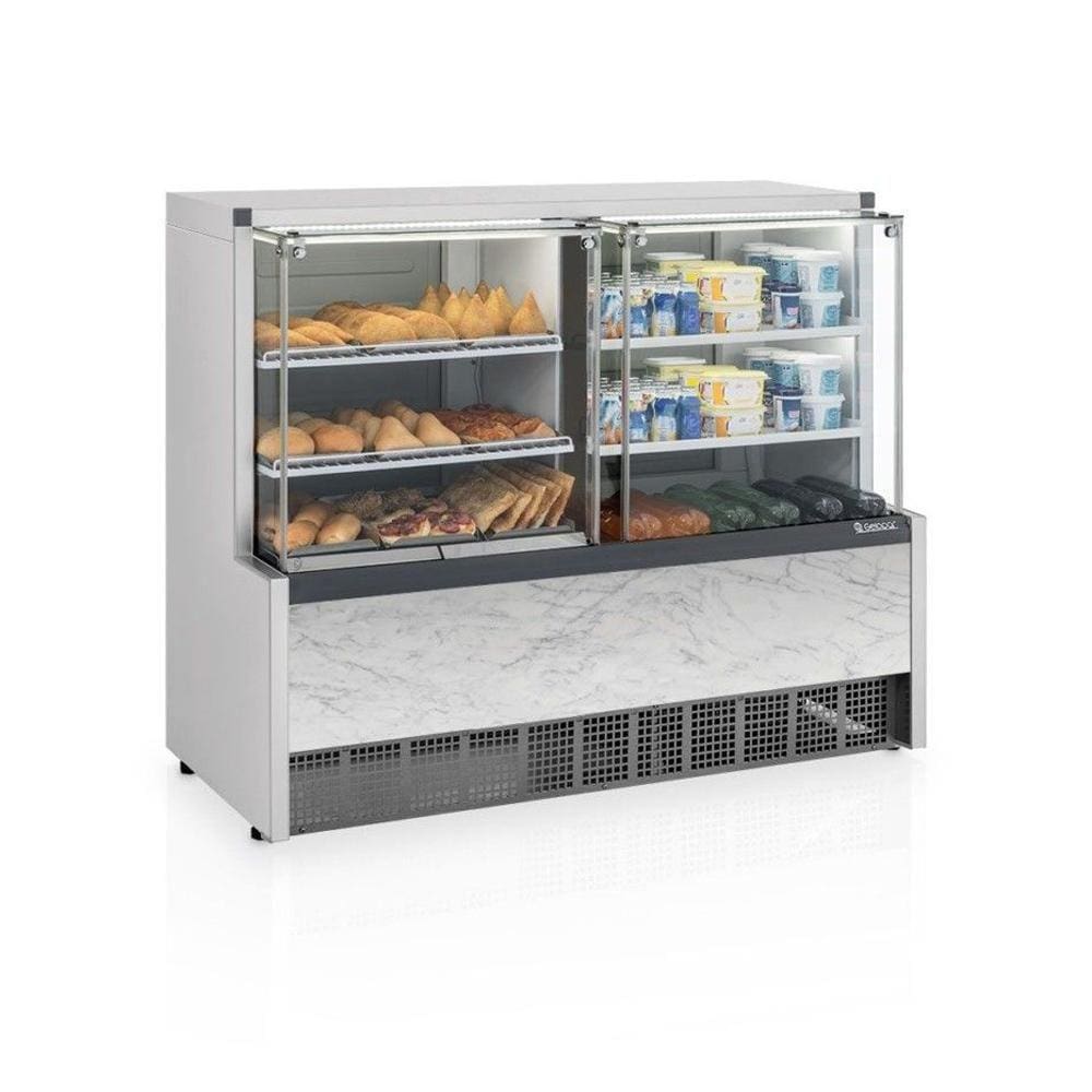 Vitrine Expositora Quente e Fria 140 cm 50-60Hz 220V Gelopar GQRA-140R BG