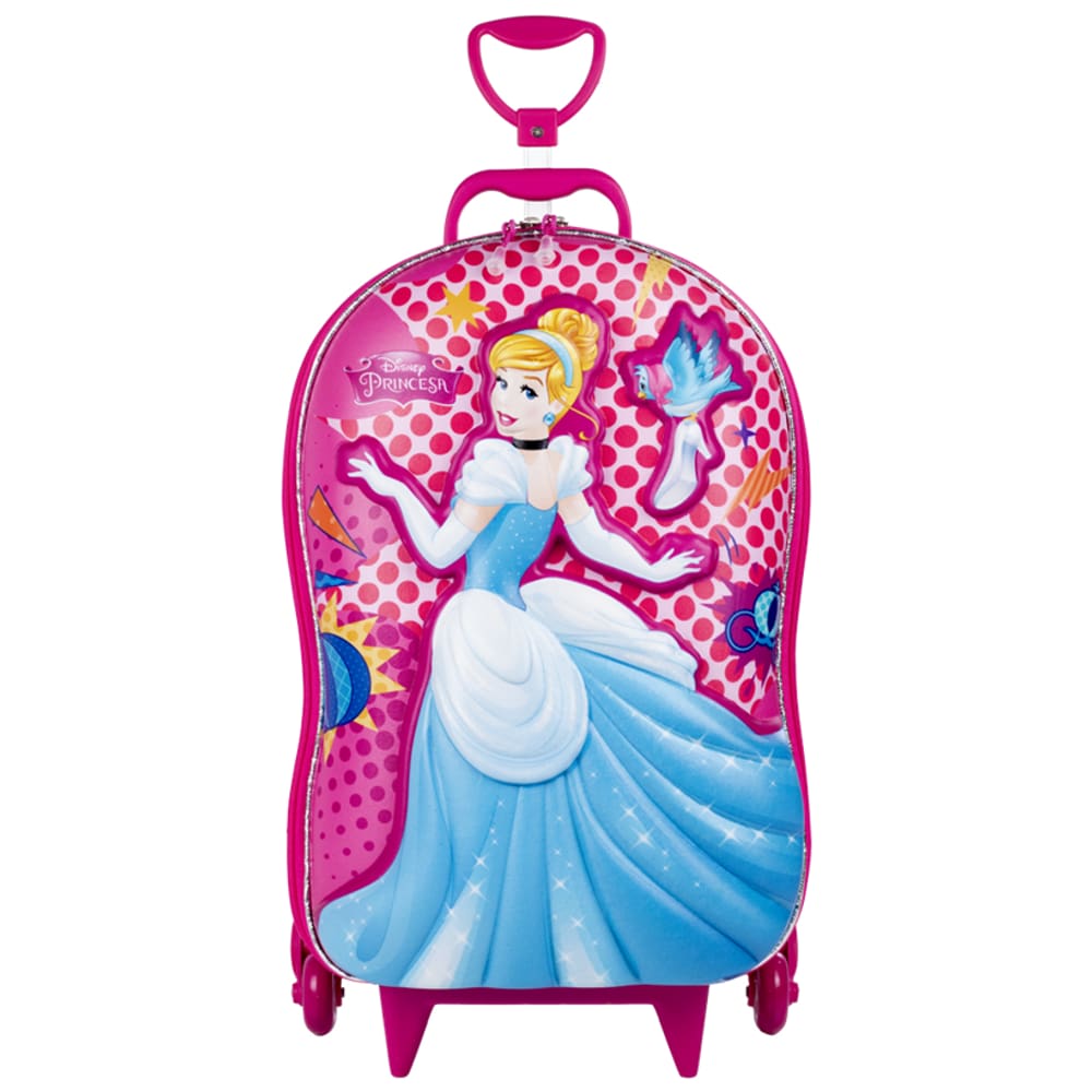 Mochila Rodinha Escolar Princesa Cinderela Disney 3D Maxtoy