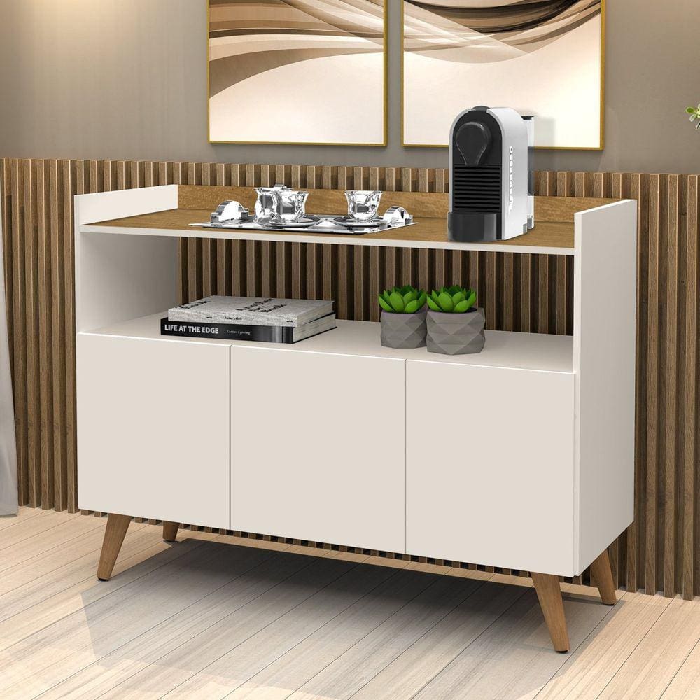 Buffet 3 Portas Master Off White/Marrom