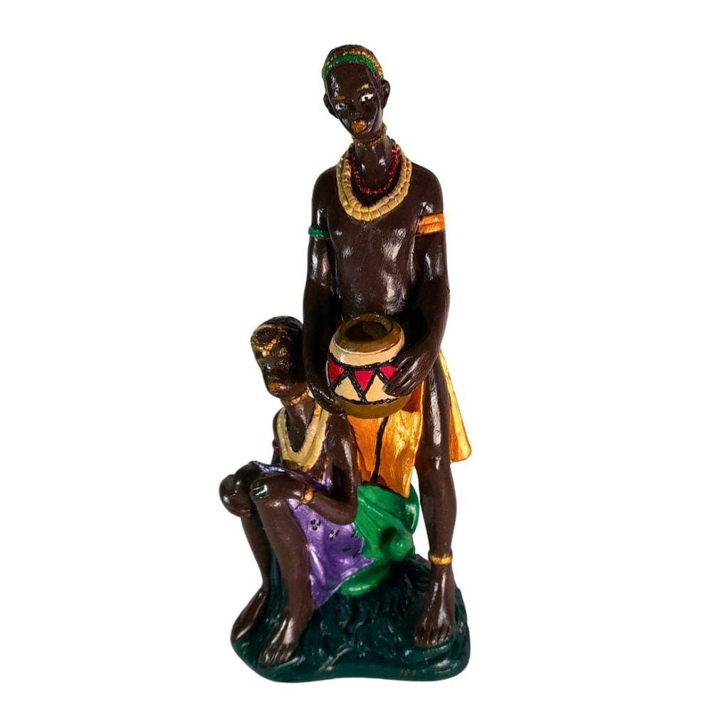 Enfeite Dois Africanos | Escultura Gesso | Artesanato