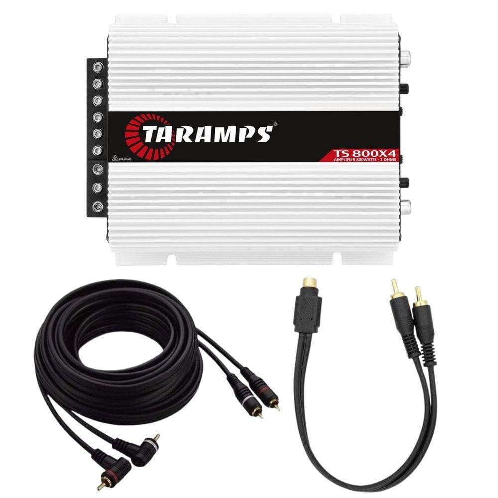 Módulo Taramps TS800x4 2 Ohms + Cabo RCA 5 Metros + Cabo Y 2 Machos / 1 Fêmea