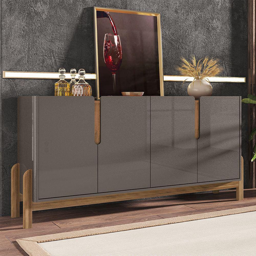 Buffet 04 Portas Lizz 170 cm Cinza Pérola Cedro Casa D