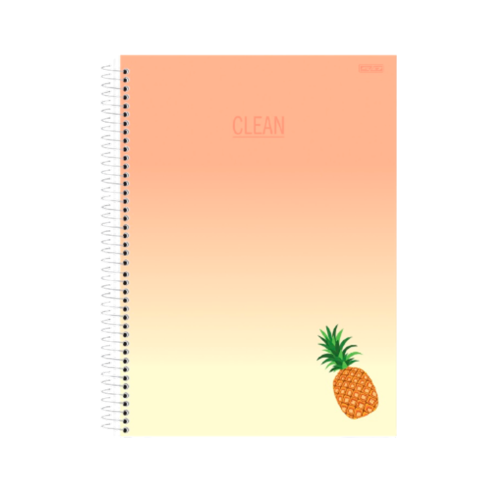 Caderno Espiral Tamanho 1/4 80Fls São Domingos Clean Abacaxi