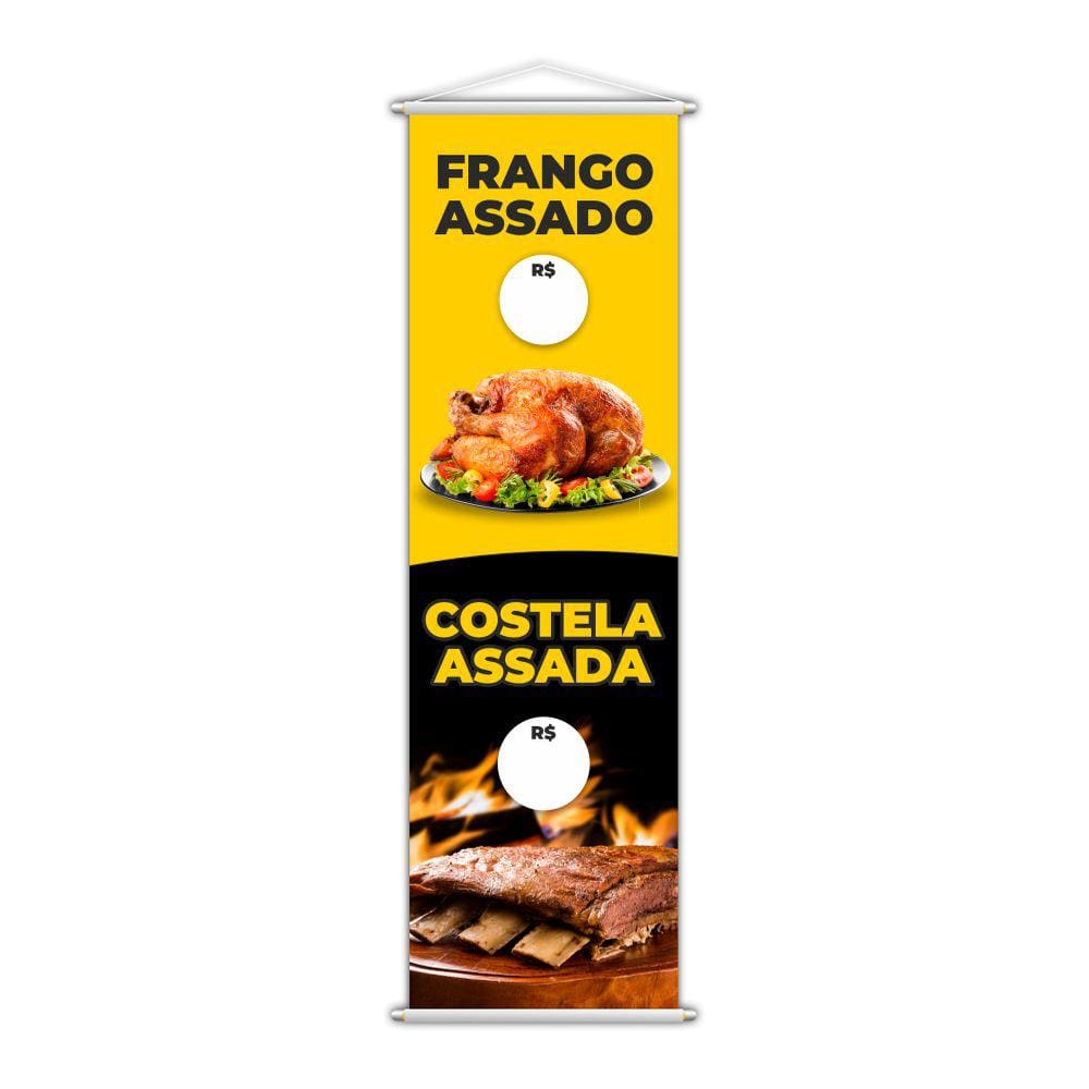 Banner Frango Assado e Costela Assada Comida 100x30cm