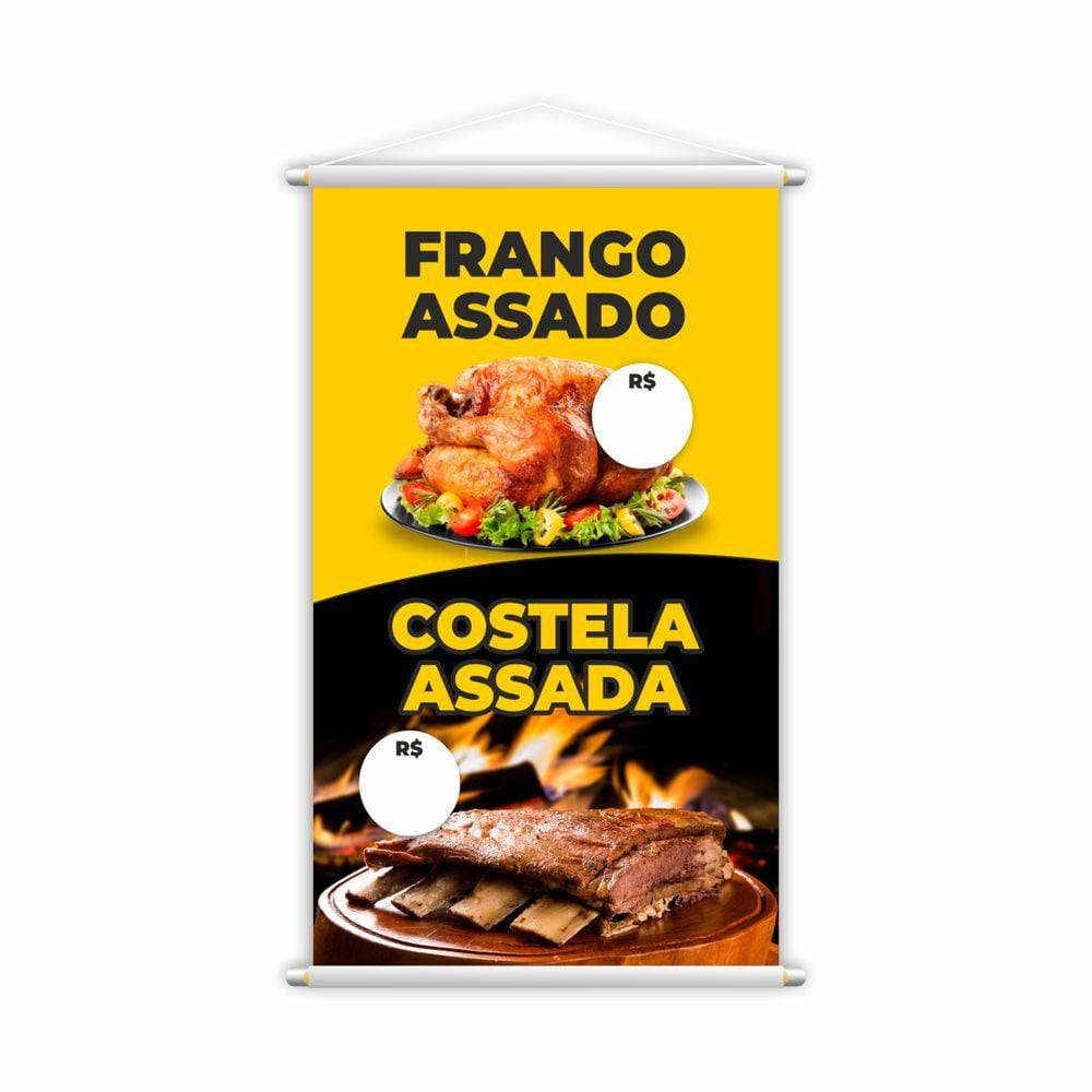 Banner Frango Assado e Costela Assada Comida 80x50cm