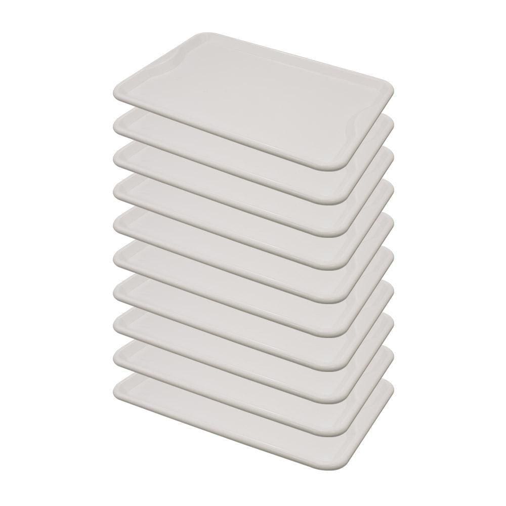 Conjunto 10 Bandejas Plásticas Self-Service Refeição 48 x 32,5 x 2 BR-100 Branca - Della Plast