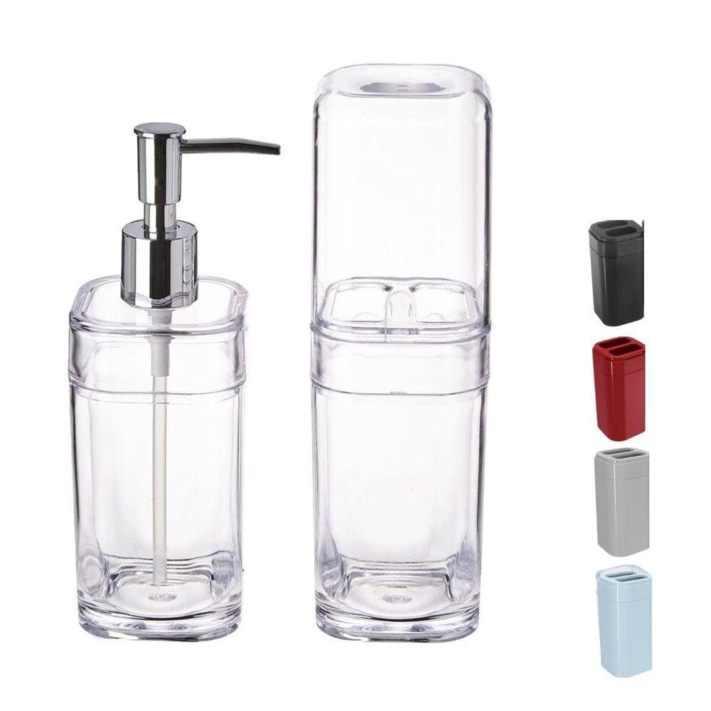 Kit Acessório Banheiro Porta Escova Sabão - Azul