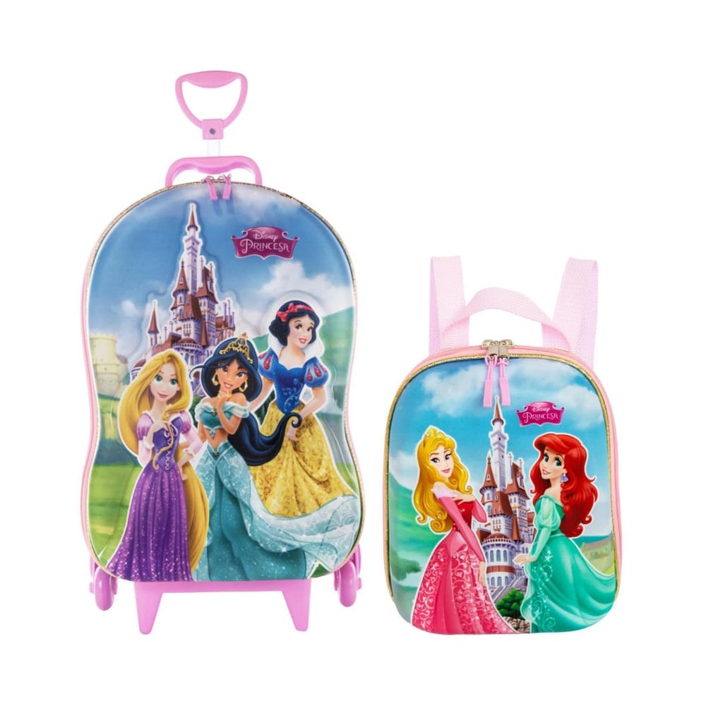 Kit Mochila+Lancheira Castelo Princesas Disney 3D Maxtoy
