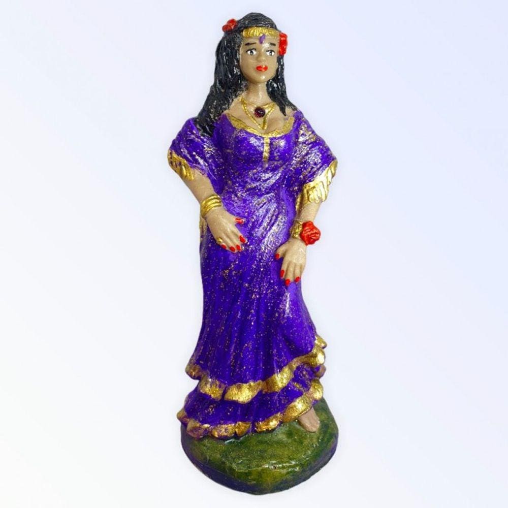 Imagem Cigana Roxa Escultura Resina Estatua 15 Cm