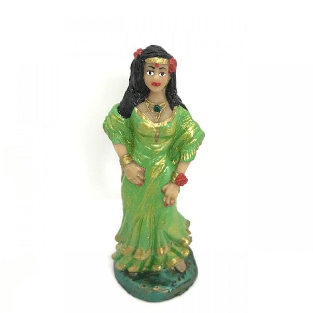 Imagem Cigana Verde Escultura Resina Estatua 15 Cm
