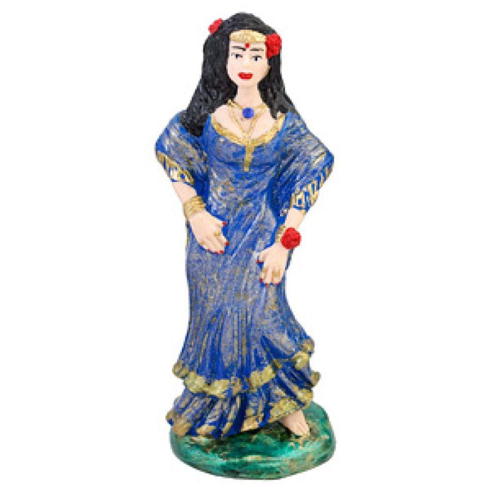 Imagem Cigana Azul Escuro Escultura Resina Estatua 15 Cm