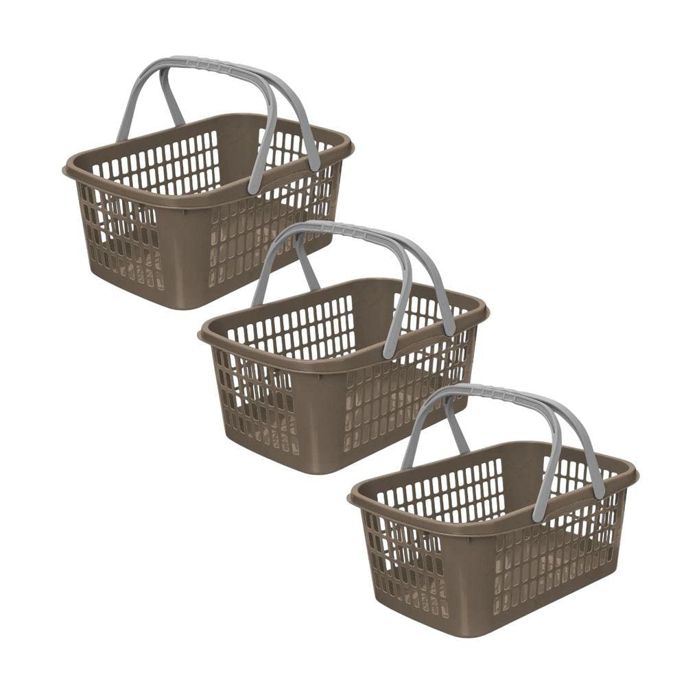 Kit 03 Cesta Cestinha Plástica Supermercado C/ Alça 9 Litros