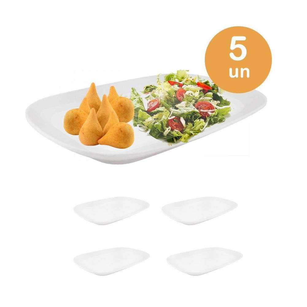 5Un Travessa Bandejas Retangular Melamina Buffet Branca G