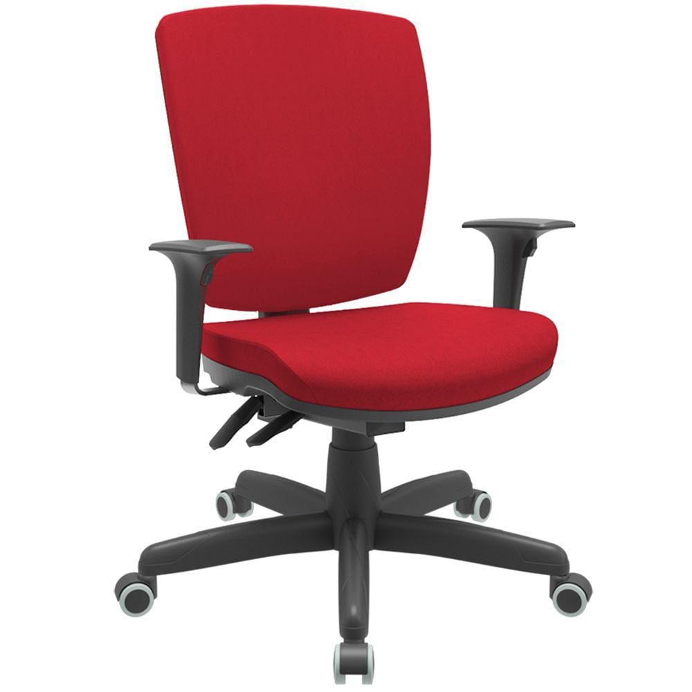 Cadeira de Escritório Diretor Office Base Giratória Preto Alta Flexi P03 PoliésterVermelho-Lyam