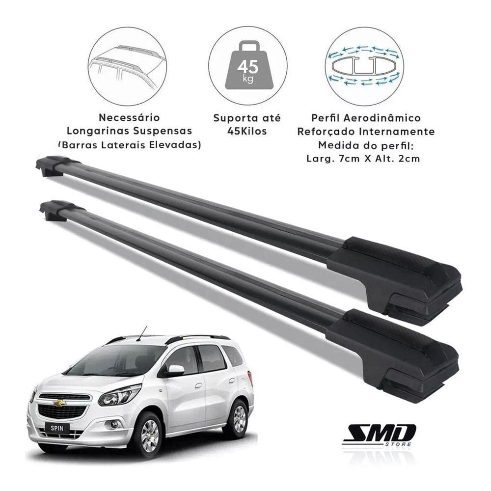 Travessa Teto Larga Aluminio Preto Gm Spin 2012 A 2023 Preto