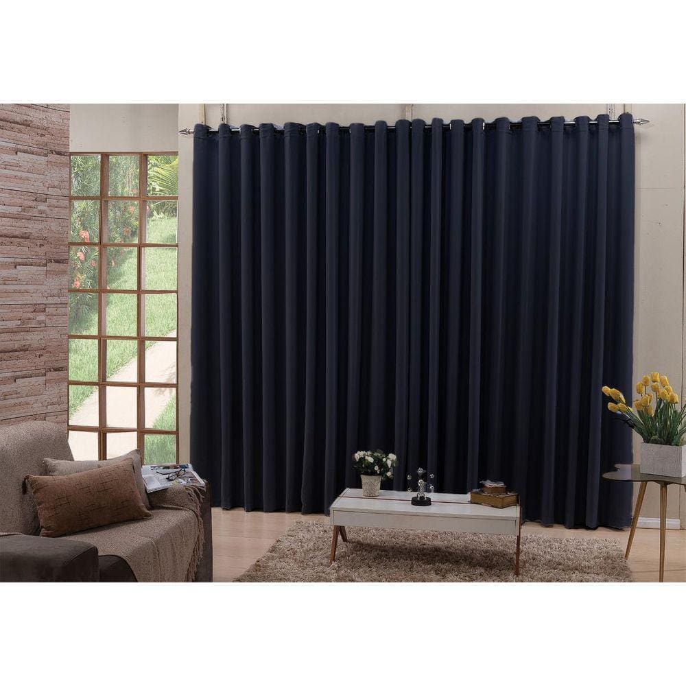 Cortina Em Tecido Blackout Preto 4,00X2,50